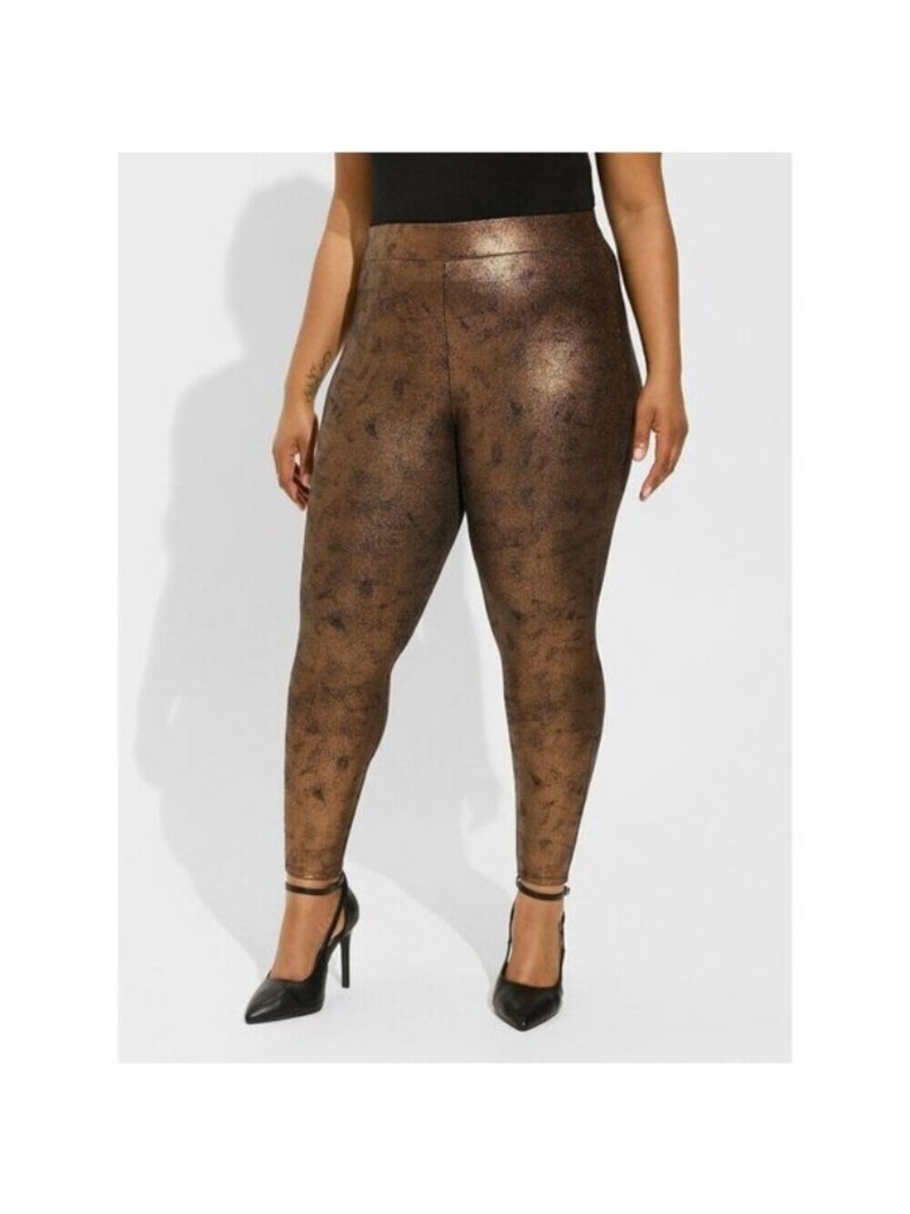 Crackle Legging in Bronze Plus size 6X 5X 4X 3X Full Length Mid Rise Signature W